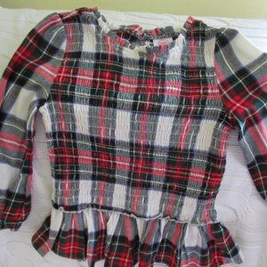Wonder Nation Girl's Flannel Smocked Shirt